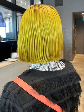 アルバム 銀座(ALBUM GINZA) イエローボブ_斜めバンググレージュカラー_ba460011