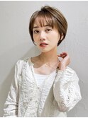 前髪あり耳掛け丸みくびれショートボブ20代30代40代50代(蘭)