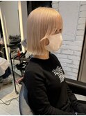 くびれボブ/顔まわりレイヤー/ハニーブロンド