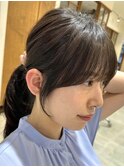 美髪カールピンクブラウン韓国レイヤーロングセミディ顔周り前髪