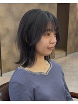 マシェリ バイ ハセ(ma cherie by HASE) ミディアムレイヤー×ブルーグレージュ