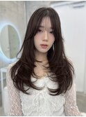 透明感ダークグレージュカラー/ロングレイヤー/ワンカール/学割