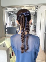 ブルー(BLUE) ヘアセット 結婚式お呼ばれ 編みおろし 【mt___213r】
