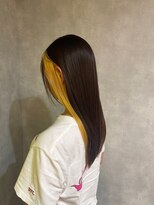 ピュアメンド 梅田(Pure Mend) 縮毛矯正×イエローインナーカラーロング