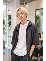 MEN's Baguz MEN'Sカット/ MEN'Sパーマ/ MEN'Sカラー ハイトーンブロンド濡れ感スパイラルパーマメンズ