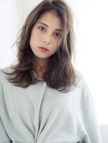 ハーヘアー ひたちなか(her HAIR) かきあげバング×くすみカラー☆大人ルーズな透明感セミロング