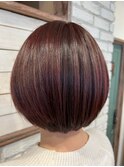 丸みボブ＊ピンクブラウン