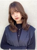 流しバング/アッシュグレージュカラー