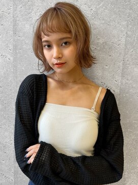 アース 三軒茶屋店(HAIR&MAKE EARTH) 三軒茶屋_レディース_ミディアム_ブリーチ_ハイトーン_コテ巻き