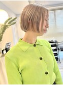 ブリーチカラーホワイトベージュシアーカラー☆ボブ20代30代40代