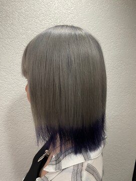 アジールヘア 所沢プロペ通り店(agir hair) シルバー×ブルーエンドカラーイメチェンこなれミディ所沢韓国