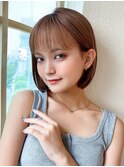 ☆小顔ワンカールレイヤーカットデジタルパーマチェリーブラウン