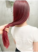 赤レッドカラーボルドーカラーロングヘア暖色カラー