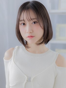 モッズヘア 上尾西口店(mod's hair) 透けバング前下がり切りっぱなし黒髪ミニボブa上尾20代30代40代