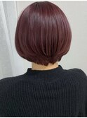 ホワイトグレージュミニウルフチェリーブラウンデジタルパーマ