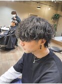 沖縄メンズ波巻きパーマウルフ