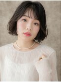 暗めカラー黒髪抜け感小顔Aラインボブパーマ312W浦和30代40代