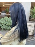 ネイビーブルー/ネイビー/ストレートロング/20代30代
