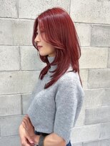 シーク 天神(SEEK)&nbsp;松尾菫菜/レッドカラー/レイヤーカット/ハイトーン/韓国ヘア