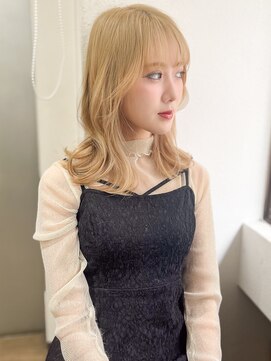 ムクヘアー(muk hair) ミルクティーベージュ×レイヤーミディ