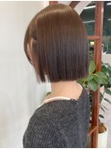 オリーブブラウン/オリーブカラー/切りっぱなしボブ/ボブ
