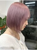 渋谷ブリーチカラータッセルボブ顔周りレイヤー切りっぱなしボブ