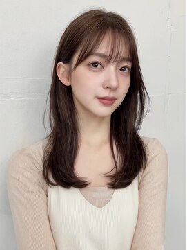 ミシェリー(misherry) #ナチュラル韓国セミロング#ポイントレイヤー#透明感ブラウン