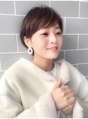 大人マッシュショート/前髪ありショート/分け目なし/30代40代