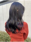 △ブリーチなしパープルグレージュ黒髪ロングヘア髪質改善