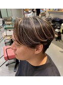 【unopulir 景山】メンズハイライト メッシュ センターパート
