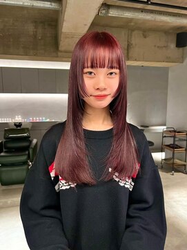 リール(rire) デザインカラーレイヤーカットウェットヘア夏オリーブベージュ