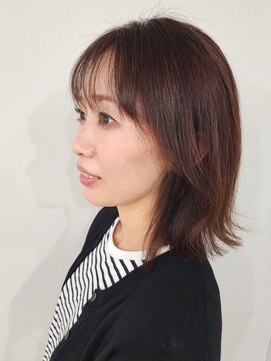 ミドル(MIDDLE) 肩口ワンレンボブPinkBrown/府中美容室/夜間/２４時