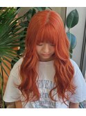 ビビットオレンジ×ゆるふわ巻き