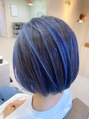 アグ ヘアー シーファ 石巻さくら町店(Agu hair sifa) ペールネイビー☆色落ちはグレー♪大人まるっぽショートボブ♪