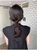 黒髪アレンジ　ポニーテール　ローポニー　花嫁