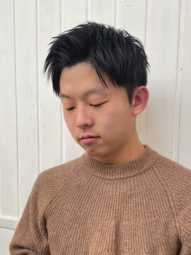 ナンバー アンフィール 渋谷(N° anfeel) メンズカットハイライトマッシュパーマウルフアッシュブラック