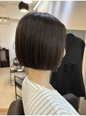 地毛風ストレート 前下がり 縮毛矯正 切りっぱなし ミニボブ
