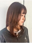 大人可愛い顔周りレイヤーカットミディアム似合わせ小顔ヘア梅田