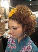 夏祭り用セット　編み込み　巻き流しアップスタイル