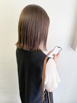 キャンバス バイ ネオリーブ 横浜西口(Canvas by neo.)&nbsp;外ハネボブ　切りっぱなしボブ　ブラウンベージュ　ぱっつんボブ