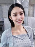 黒髪ボブルフネビージュ小顔ワンレン顔まわり韓国レイヤーカット