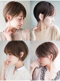 大人可愛い20代30代40代黒髪前下がりショートボブ丸みショート◎