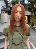 ハイトーンオレンジカラーレイヤーカットハッシュカット