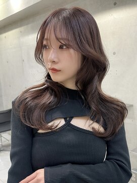 サイン 表参道(SIGN) 韓国ヘアレイヤーロンググレーベージュ前髪パーマ黒髪