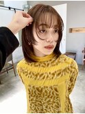 小顔前髪顔周りレイヤー× ベージュカラーデザインカラー