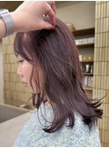 ブリーチなしダブルカラーカシスチェリーピンクパープル黒髪卒業