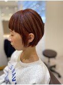 ショートボブとアプリコットブラウン