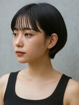 ラクレール 五香&nbsp;ラウンドバング黒髪チャコールグレー美シルエットボブ