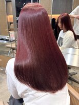 サンク 原宿 表参道(cinq) ブリーチなしダブルカラーレイヤーカットワインレッドブラウン