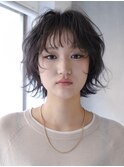 天神大名顔周りレイヤーカットミディアムボブタッセルボブパーマ
